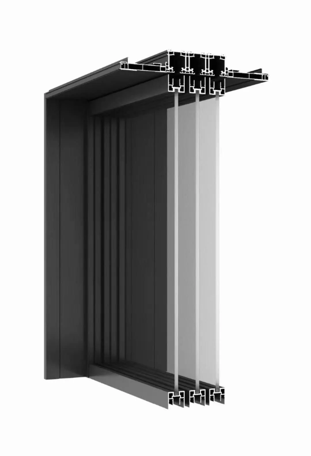 triple glass aluminium system window section view